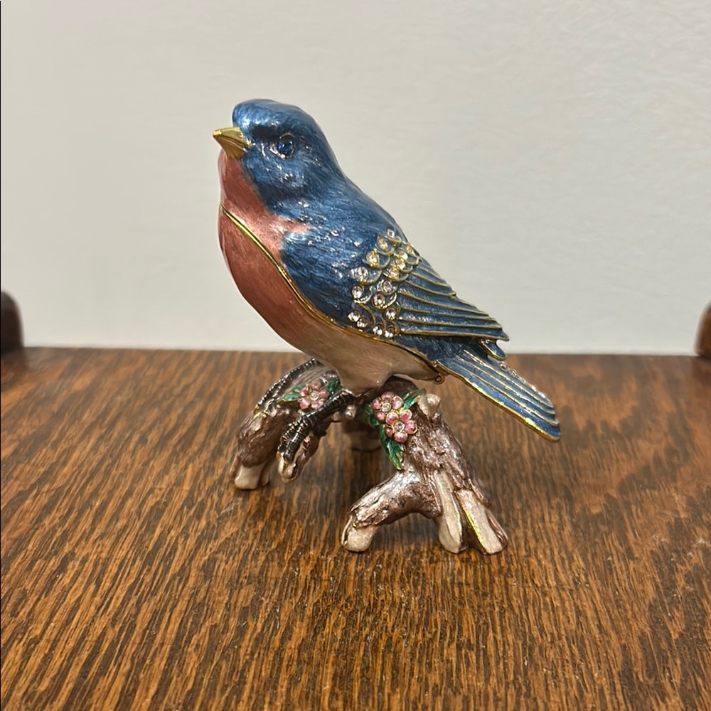 Jeweled Blue and Pink Bird Figurine